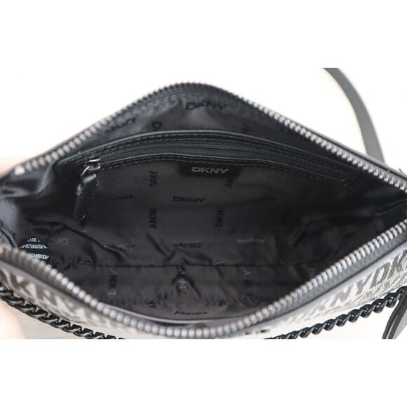 DKNY WMN's Demi White/Black Logo Bryant Park w/Chain Shoulder Crossbody Bag - Picture 12 of 14